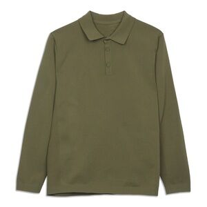 Men’s Lululemon Lightweight Knit Long-Sleeve Polo Shirt - Medium Olive - X-Large